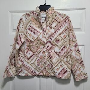 Alfred Dunner Home For The Holidays Fleece Jacket‎ PS Full Zip Southwest Print